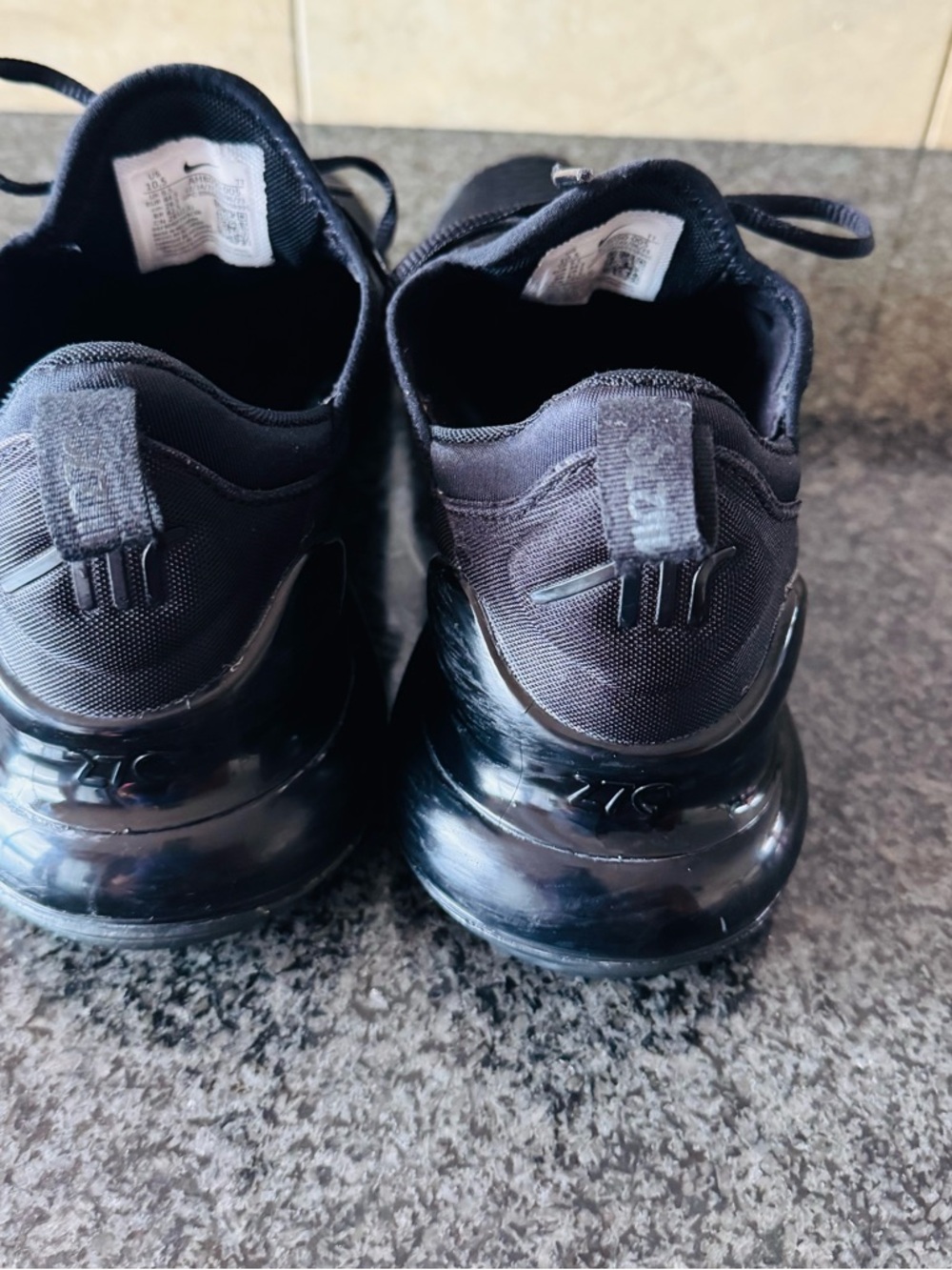 Nike Air Max 270 Triple Black Men's Sneakers - Picture 4 of 5